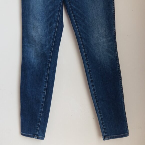 Madewell 10" Size 28 High-Rise Skinny Jeans Denim Hayes Dark Wash Whiskering - Picture 7 of 15
